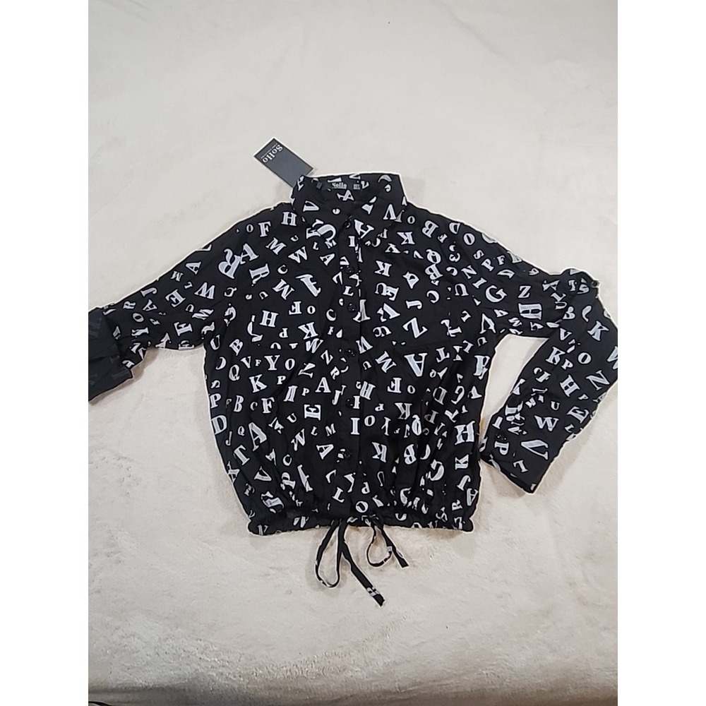 NWT Soho Crop Top Black w/white‎ Letters Style 4303  Small